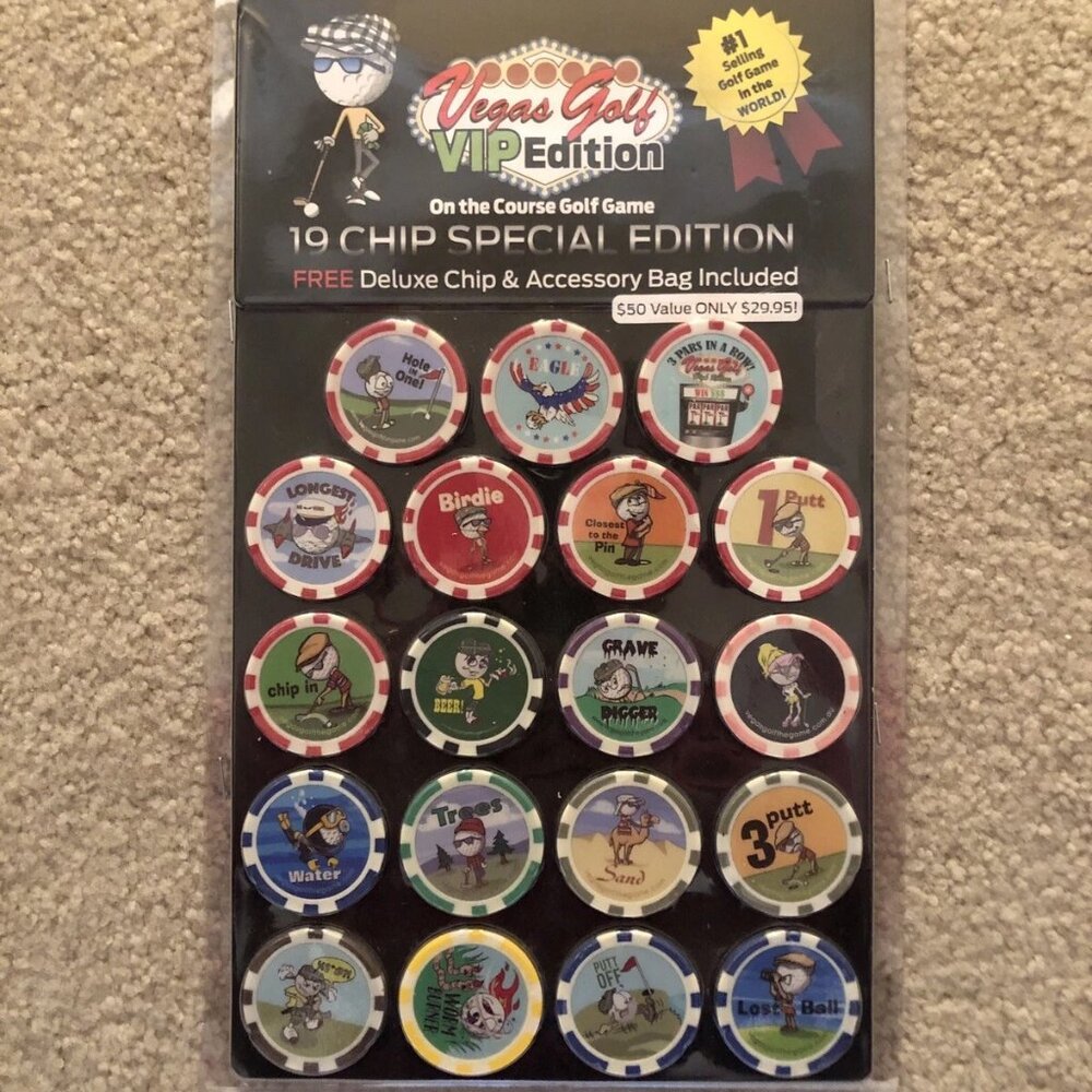 Vegas Golf VIP Edition 19 Poker Chip Game (with Free Deluxe Tee Bag)